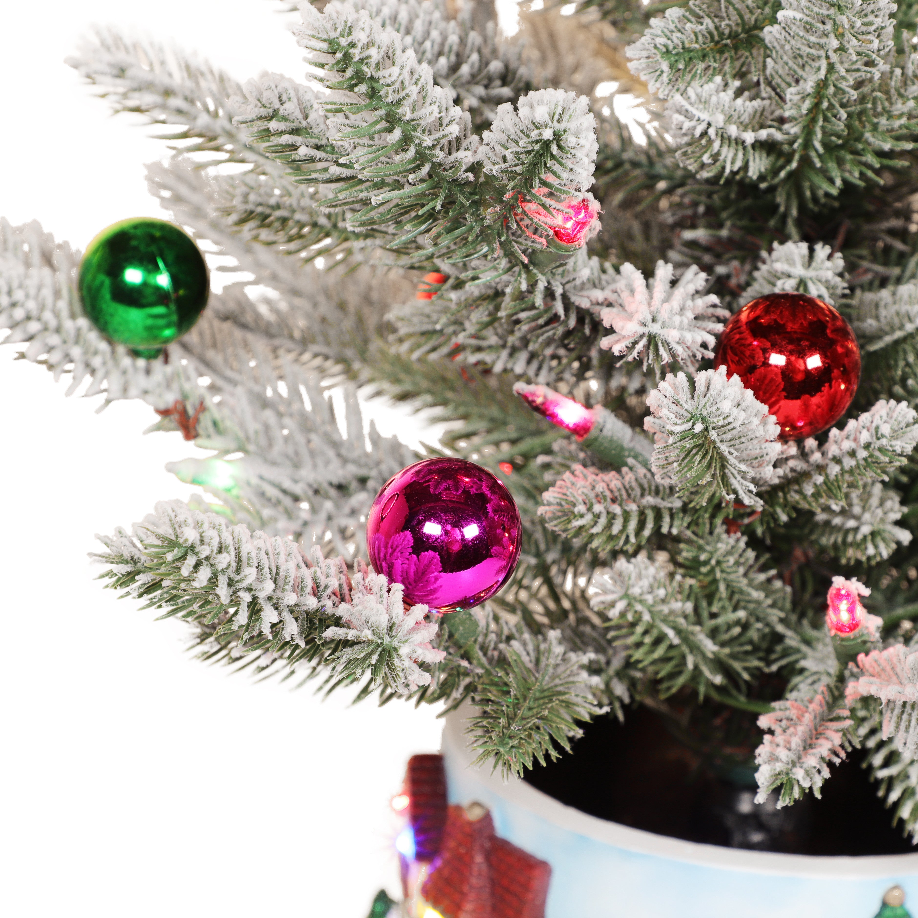 2ft Pre-Lit Adorned Flocked Tree